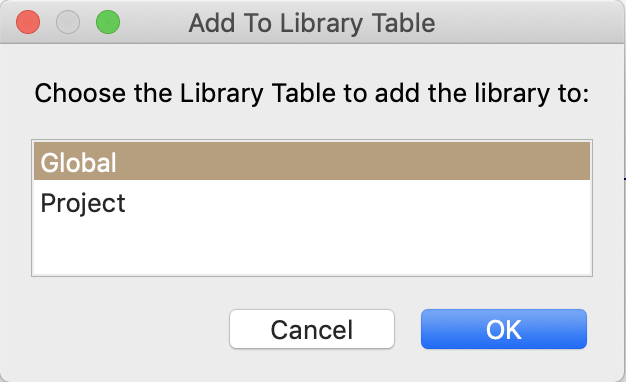 Add Library Table to KiCad Project